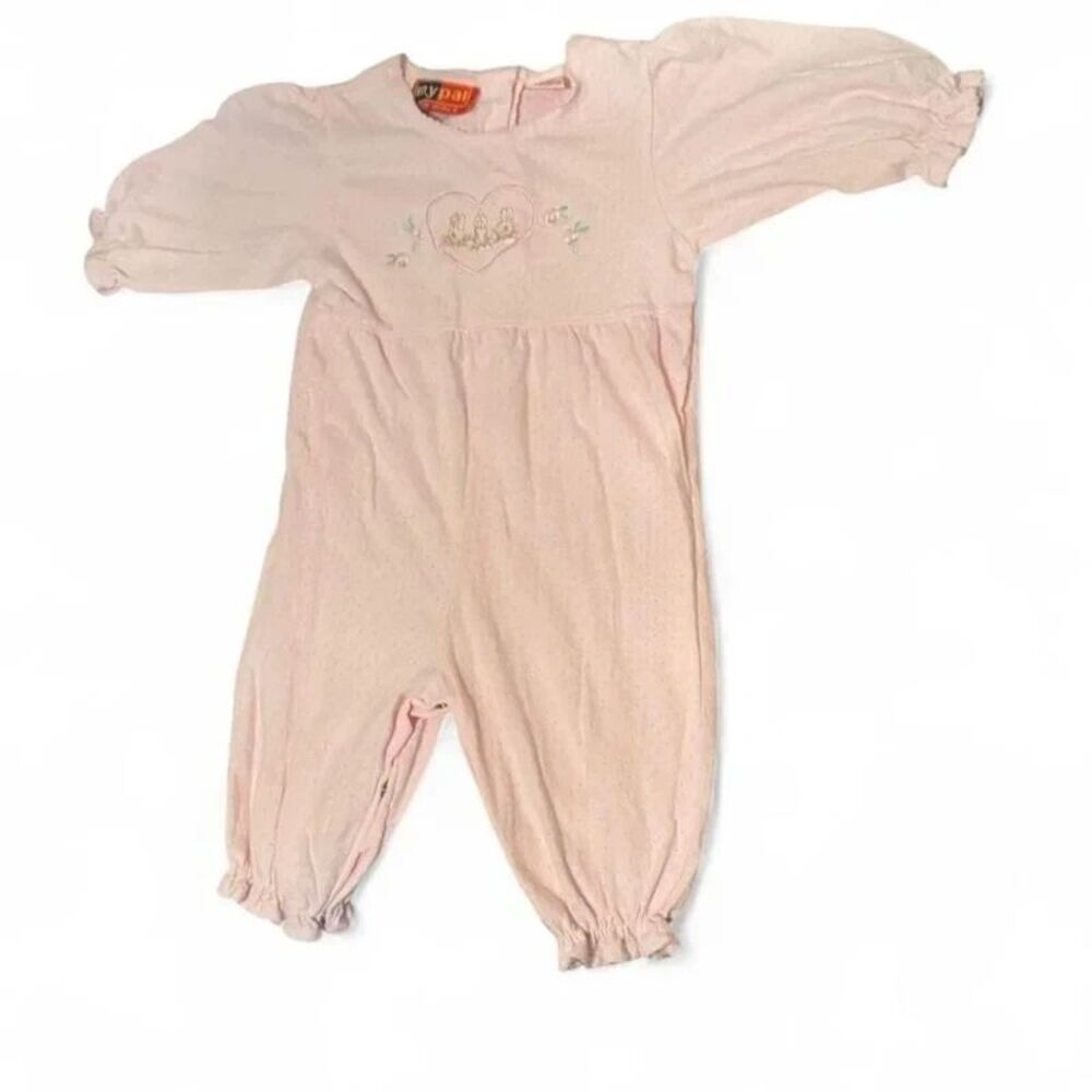 VTG MyPal Girls 6-9 Months Pink Bunny Frilly Romper Cottagecore Coquette Y2K